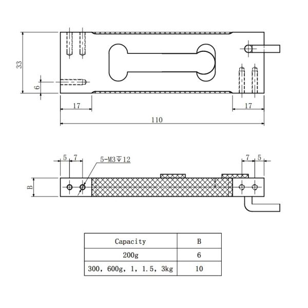 200-600g Single Point Load Cell 1-3kg Aluminum Alloy Compression Force Transducer