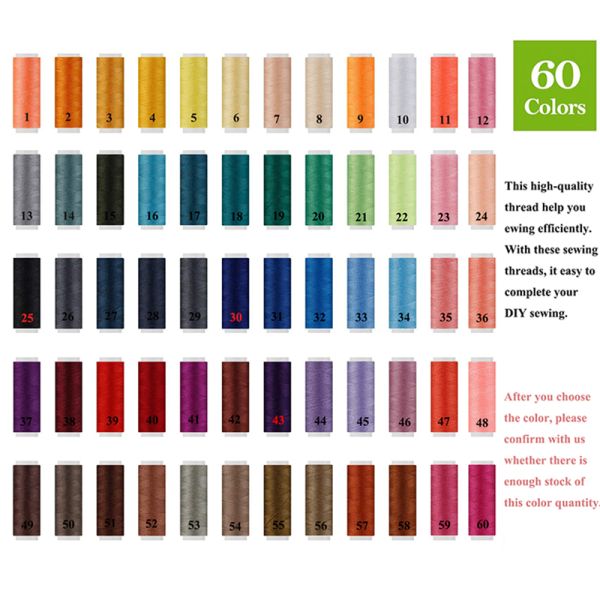 60 Colors Rainbow Polyester Sewing Thread For DIY Machine Embroidery UV Protect