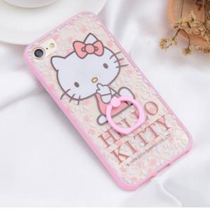 Quality Hard PC + Silicone Side Cute Cat Ring Buckle Back Cover Cell Phone Case For iPhone 7 7 Plus 6 6s Plus for sale