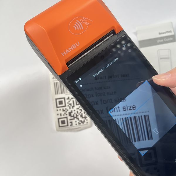 Android 14 Handheld POS System Blue Handheld Wireless POS With Printer