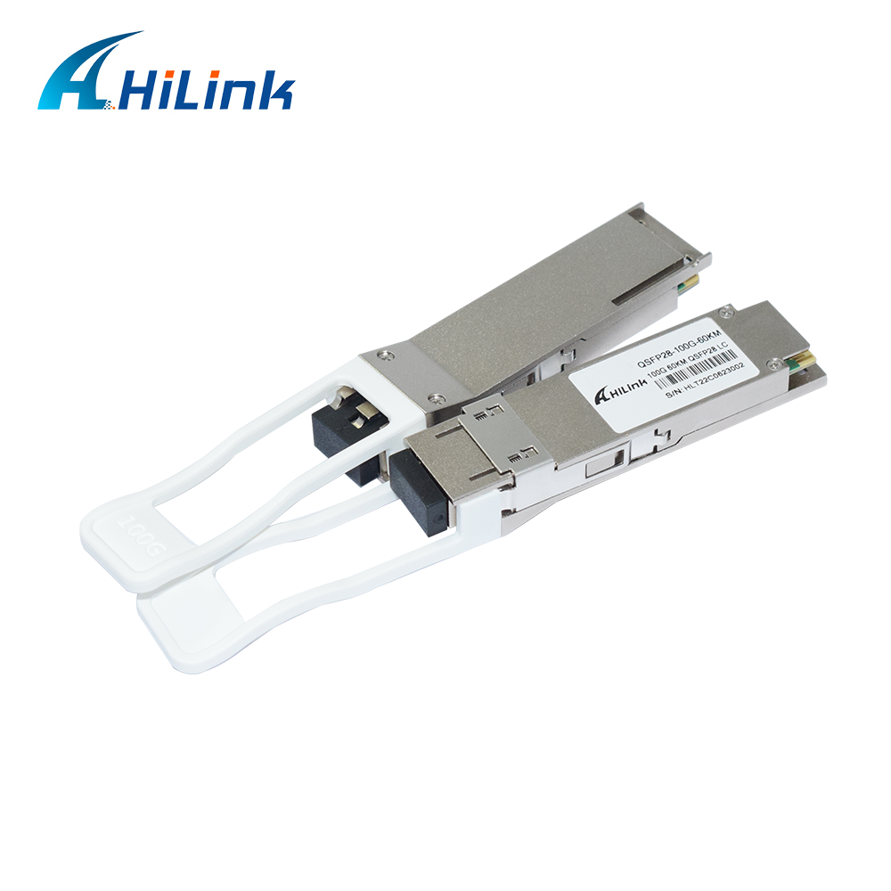 100Gb/s 60km QSFP28 Transceiver Hot Pluggable Duplex LC Connector EML+PIN With SOA Single Mode DDM