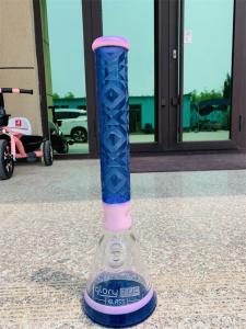 Quality Borosilicate Scientific Ice Glass Bongs Plated Flower 12.5 Inch 7mm Holographic for sale