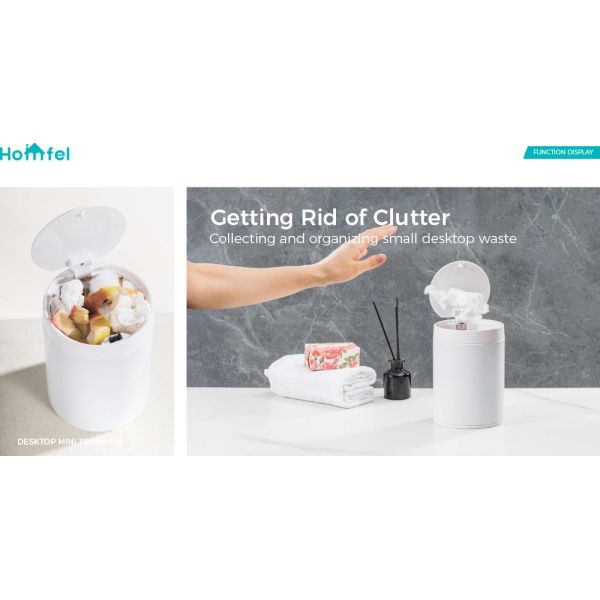 3L Stainless Steel Desktop Mini Trash Bin With Press Open Support Room Space Selection