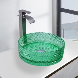 Quality Transparent Green Wall Mounted Glass Bowl Basin Bathroom Wash Basins for sale