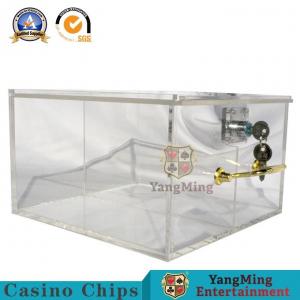 China Fully Transparent Gamb Square Acrylic Roulette Toke Box / Custom Table Poker Chips Box Cards Metal Lock Carrier on sale