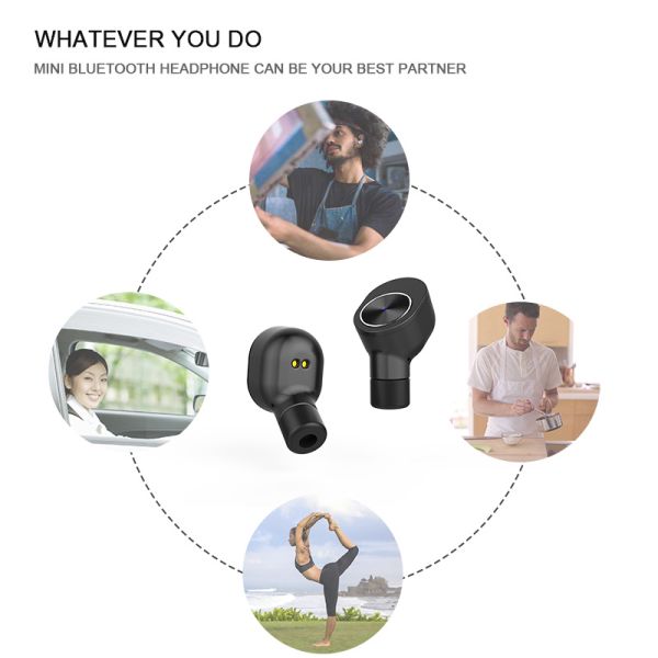 Wireless Earphone in-Ear True Tws R16 Sport Bluetooth Earbuds Best Cordless Earphones (with Mic Smallest Stereo headset)