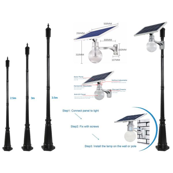 8W~9W 1200 lumen Solar LED Area Light | Luminarias solares de Leds | Lampara solar de LEDs | all in one Solar moon light