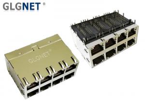Quality 2 x 4 Stacked 10G Ethernet Port Rj45 Connector 30 U" Gold Plating for sale