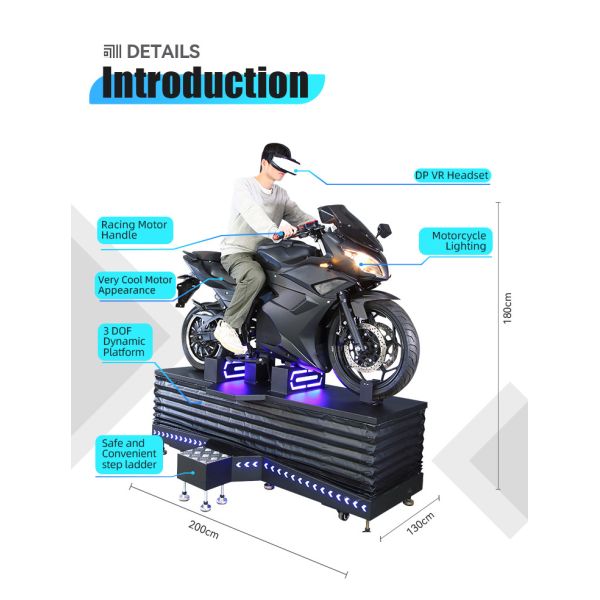 3 Dof Motion 9D VR Motorcycle Driving Racing Simulator For Shopping Mall