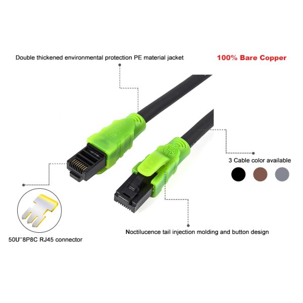 Cat6a UTP Cable Cat6 UTP 24AWG RJ45 Copper LED Cord Copper Luminous 4p PVC LSZH Jacket Indoor LAN Ethernet Networking