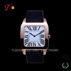 Quality stainless steel quartz watch for men  water resistant with PU leather band and color customized for sale