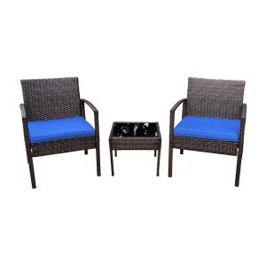 Quality Terrace Balcony Poly Rattan Wicker Bistro Table And Chairs Set for sale