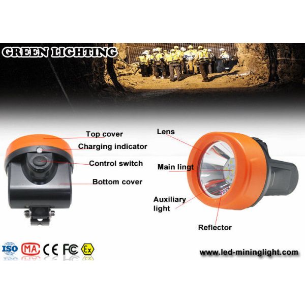 Orange 6000lux LED Mining Light Strong Brightness LED Mining Headlamp 2.8Ah Battery