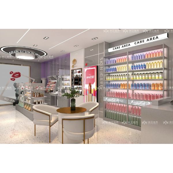 GDR03-CB-03 Universal Side Cabinet with 40mm Soft Film Light Box and Grey Edge Banding for Fashion Boutiques