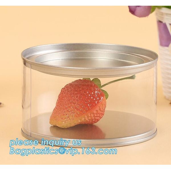 clear PVC PET can for food canning,Customized round clear paint can with tin lid,paint can with tin top & bottom and han