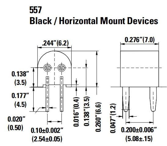 557 Series PC Board Thru-Hole Horizontal Mount Micro TR3 Subminiature Fuse Holder
