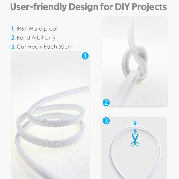 120leds Dimmable LED Strip 6000K Dimmable Led Rope Lights With Remote