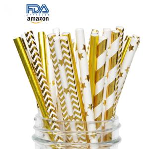 Gold foil pattern FDA Certificate Biodegradable Paper Straws Food-grade