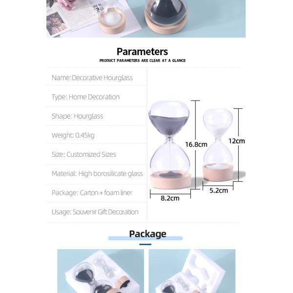 Custom Decorative Sand Timer 60 Minute 30 Minute 50 Minute With Wood Base