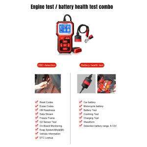 ABS 12V 2.4in TFT Car Battery Tester OBD2 Scanner 2 In 1 CCA