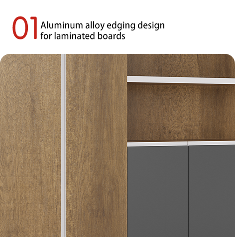 Large Office Back Cabinet With Aluminum Alloy Edging Design, Book Display, Independent Office Back Cabinet