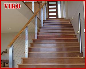 Quality Steel Cable Stair VK79SC Carbon Steel Powder-coate Aluminum Treed Beech Wooden Handrail 304 Stainless Steel Glass for sale
