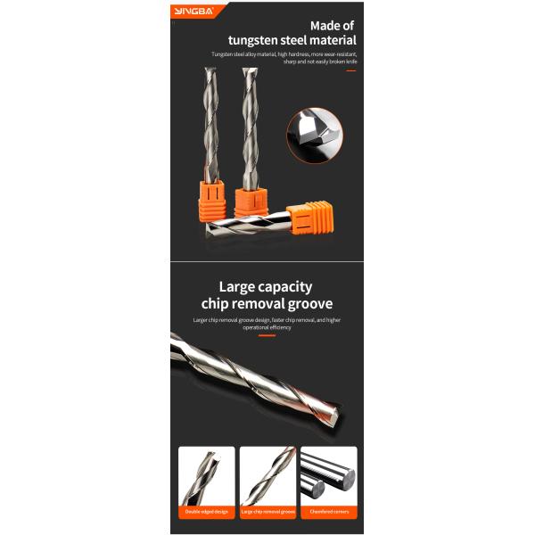 YINGBA CNC Router Bit Two Flute Spiral Bits Carbide End Mill for Acrylic PVCHardwood CNC Tool Engraving Bit Upcut Milling Cutter