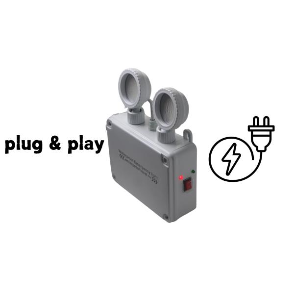 Rechargeable Abs Led Exit Emergency Light Non Maintained Ip65 2*5w Lithium Battery Adjustable For Corridors