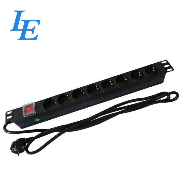 19 Inch Germany Type 250VAC Power Distribution Unit For Server Rack Pdu