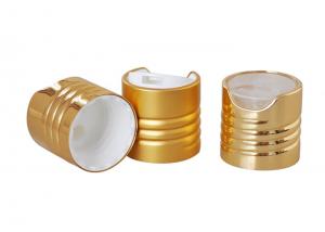 Quality Cosmetic Aluminum Shampoo Bottle Cap Ribbed Version 24 / 410 Gold Color for sale