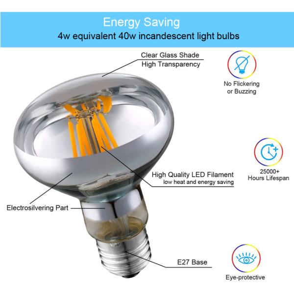 2W 4W 6W 8W Led Filament Bulb E14 B22 E26 E27 R50 R63 R80 Reflector Spot Light Led Filament lamp
