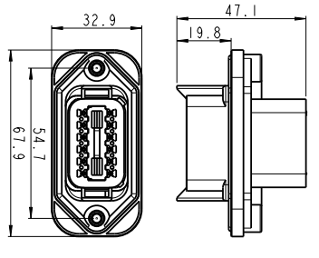 Waterproof 12 Pin Rectangle Socket Assembly Energy Storage Signal Connector UL1977