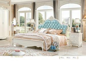 6020;  leather bed, bedroom set,Royal style bedroom furniture,hotel furnitue,bed side table,dresser,Night stand,wardrobe