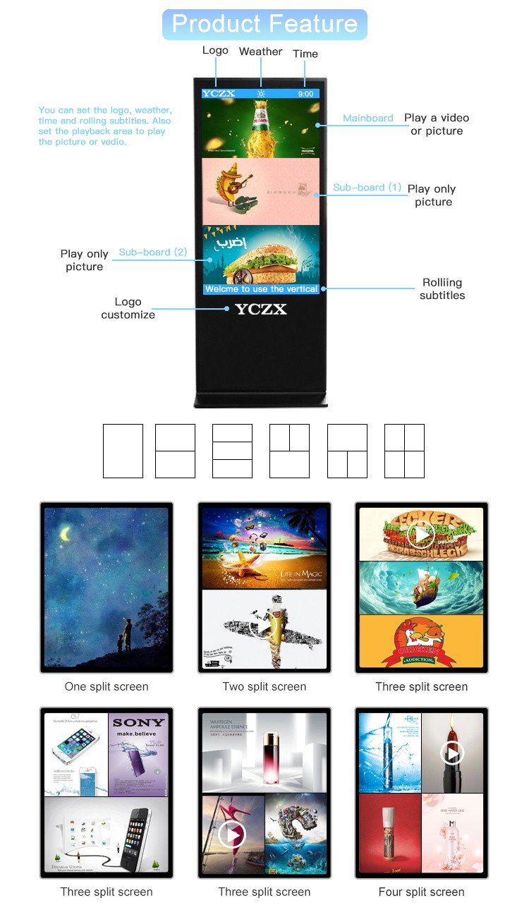 Indoor Floor Standing Digital Signage , Interactive Touch Screen Kiosk