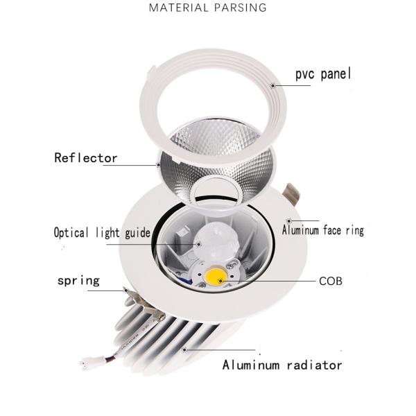 Adjustable Recessed LED Rotating Ceiling Light Anti Impact 3ft 8W 12W