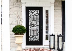 China Durable Wrought Iron Glass Inlaid Door , Decorations Wrought Iron Interior Doors on sale