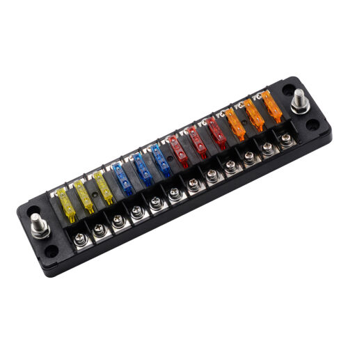 12Way Blade ATC Fuse Automotive Marine Panel With Negative Bus Waterproof Protection Cover 12v Circuits Atc Ato Blade Fuse Block