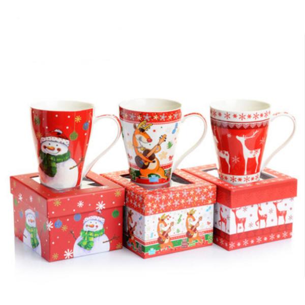 christmas mug packaging box with pvc window custom lid and bse mug box