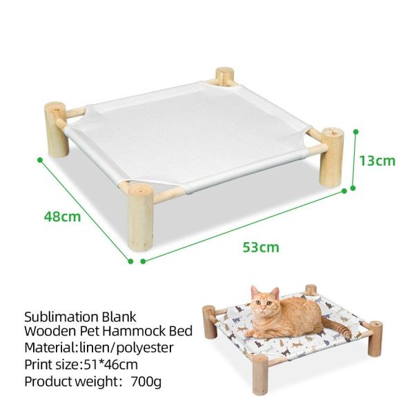 Blank Sublimation Linen Pet Nest Bed Detachable And Washable Wooden Sublimation Nest Cat Dog Bed