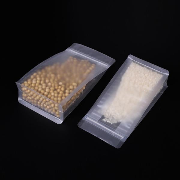 Heavy Duty Matte Clear Square Bottom Stand Up Pouches Bags with Resealable Zipper for Food, Flower Tea, Coffee Packaging