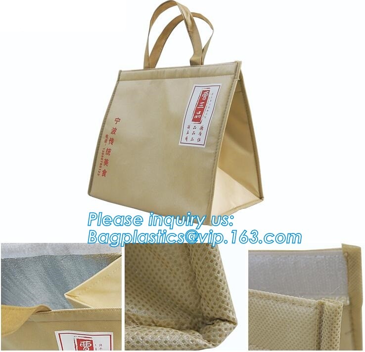 Custom Packing Aluminum Foil Zip-Lock Grocery Handle Thermal Insulation Cooler Bag For Outdoors,Promotional Insulated La