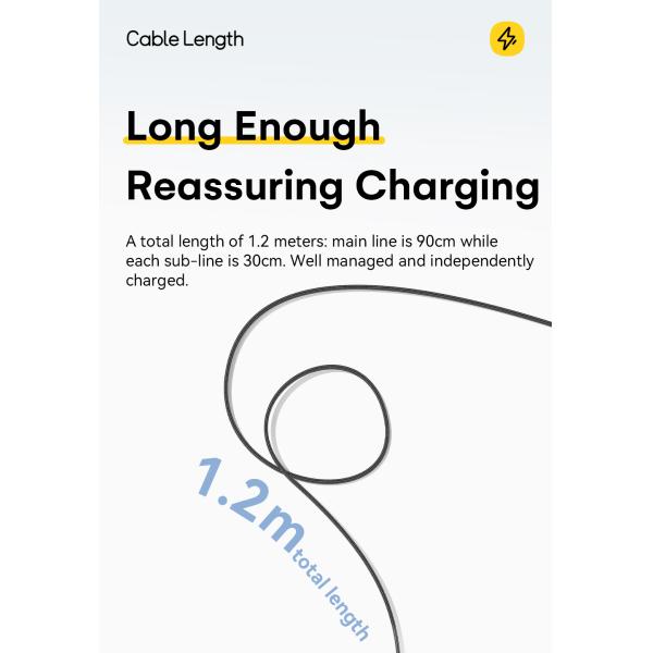 ESSAGER ES-X66 Series 100W USB C to USB C+L+Wireless Watch Charger 3 in 1 Cable