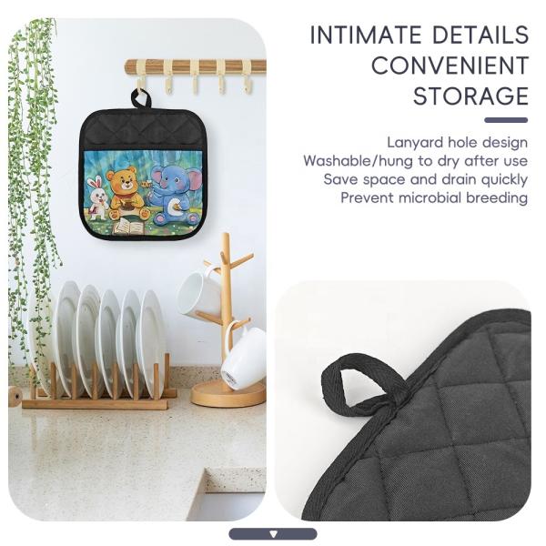 Black Linen Blank Sublimation Pot Holders With Pocket Custom Pot Holder Pads