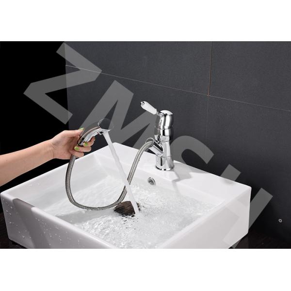 Electroplate Hot Cold Pull Out Sink Faucet Kitchen Tap
