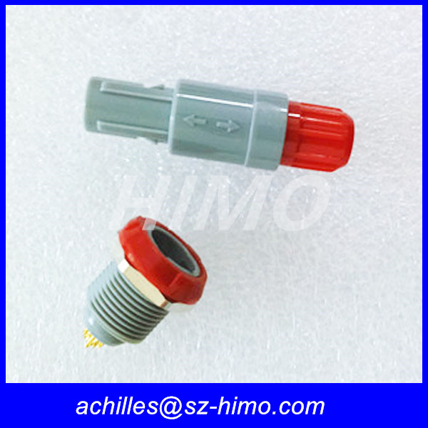 verified supplier wholesale red color double key 10 pin lemo self-latching plastic connector M14 solder type
