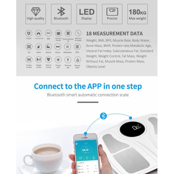 0.1KG Division ABS Smart Bluetooth Body Analyser Scale