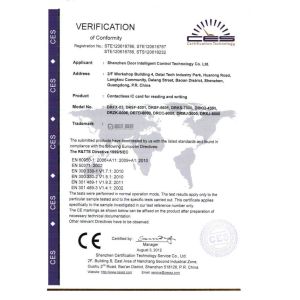 Shenzhen Door Intelligent Control Technology Co., Ltd Certifications