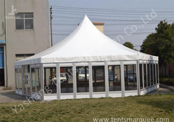 Buy Polygon Transparent Glass Wall wedding canopy tent high peak Aluminum Frame at wholesale prices