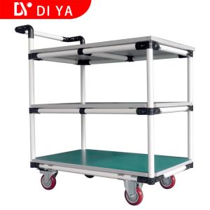 China DY-T112 Aluminium Tote Cart 3 Layers Industrial Hand push Trolley on sale