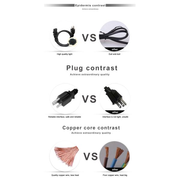 ul neam 5-15 to c5 c13 c14 Power Cord 3 Pin Laptop Power Cable